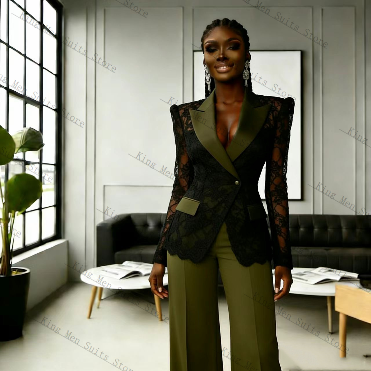 Women'S Formal Wear Wedding Guest - Ensemble tailleur femme vert et noir