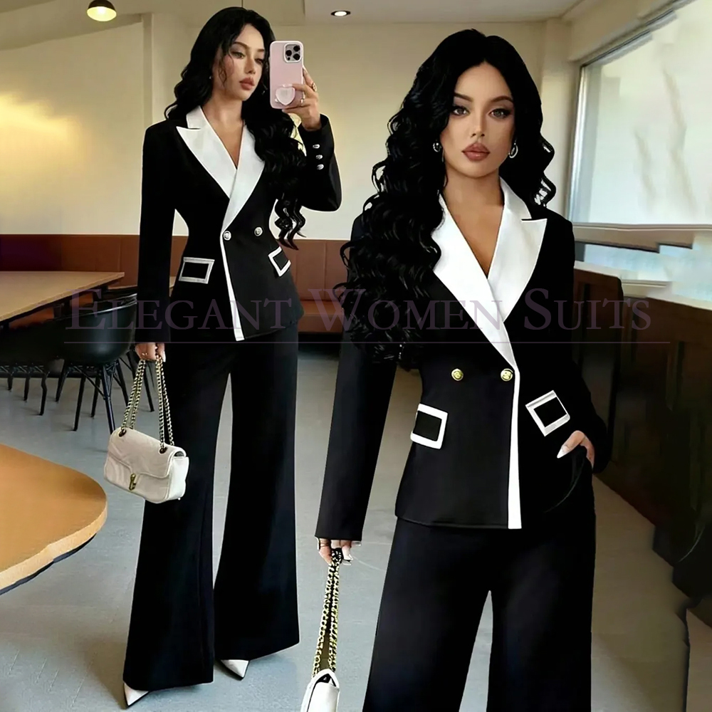 Blazer Set Women Formal - Costumes de luxe noirs pour femmes,