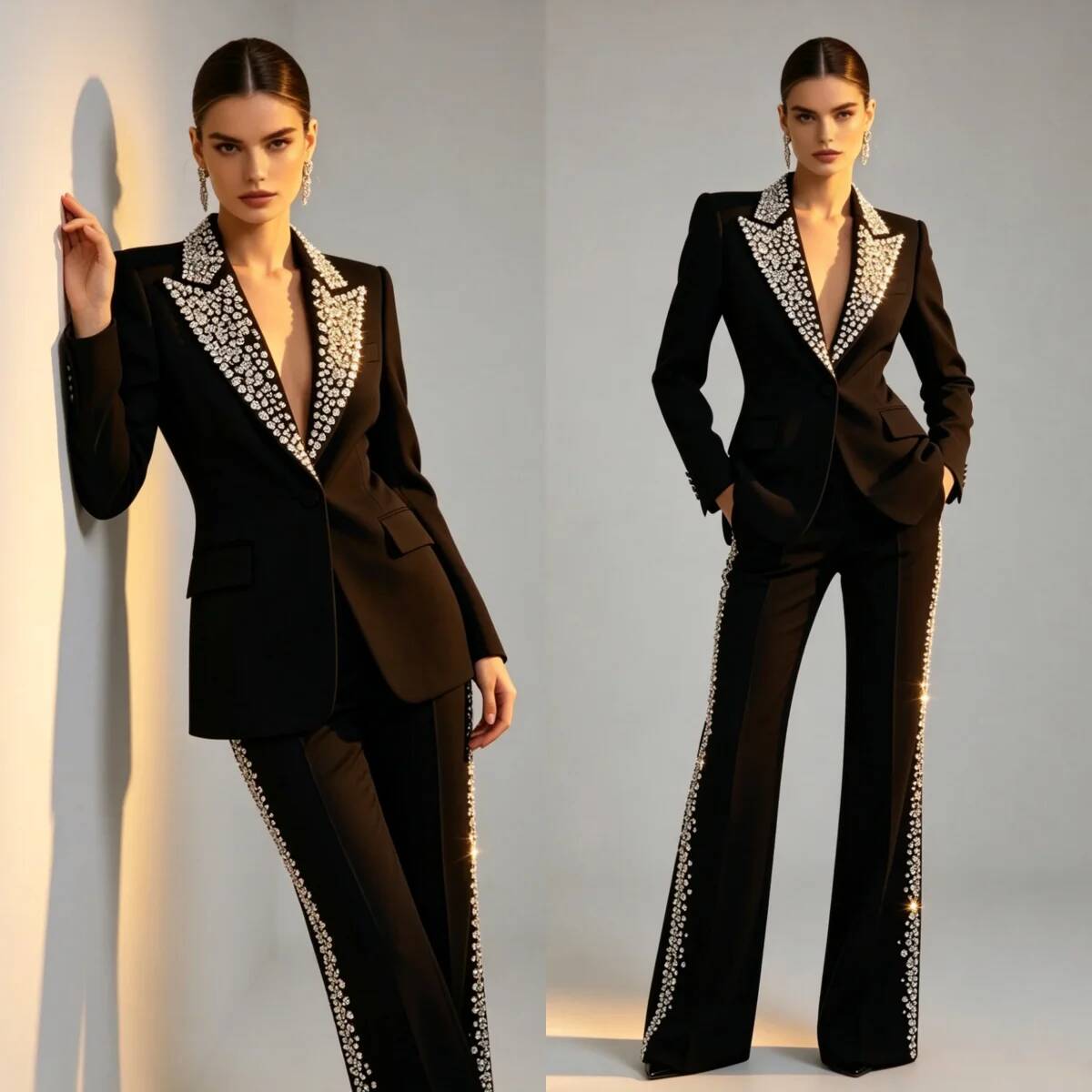 Women'S Formal Wear Plus Size - Costumes 2 Pièces en Cristal Tendance