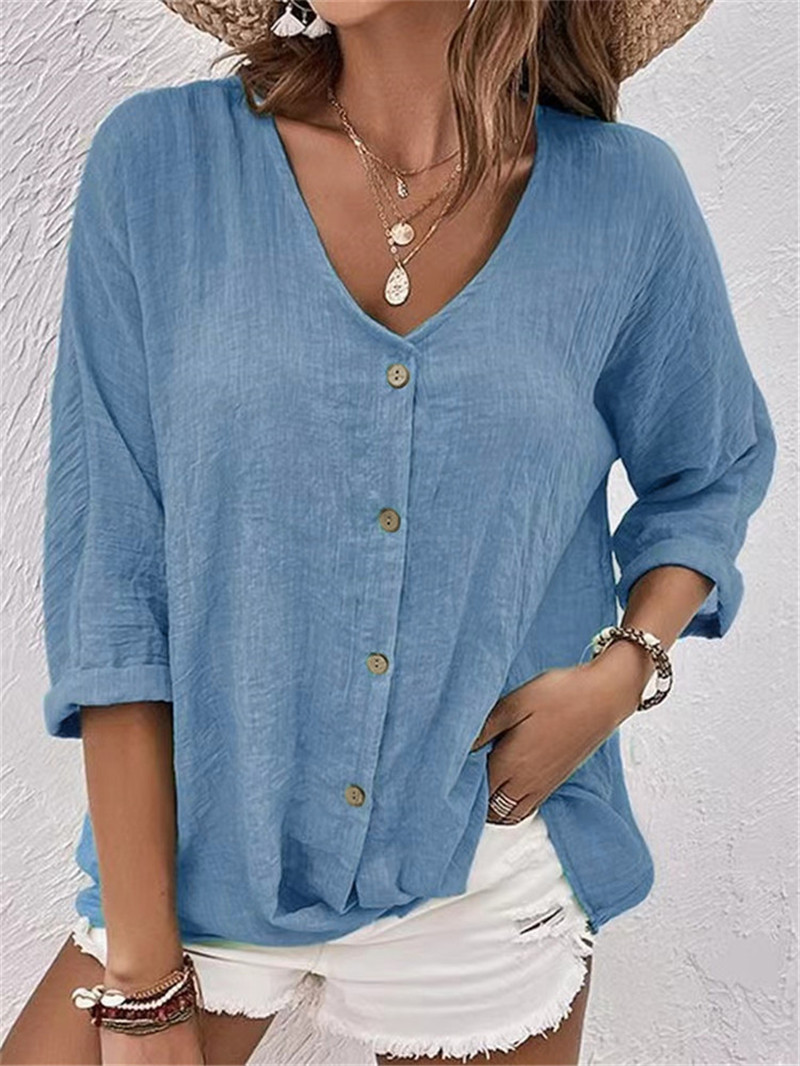Women'S Formal Wear Blouse - Chemisier uni à boutons élégants pour