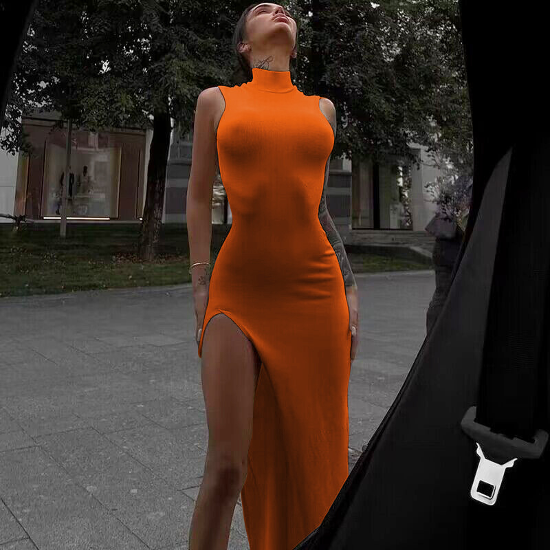 Formal Wear For Women Xl - Y2k – Robe mi-longue Orange sans