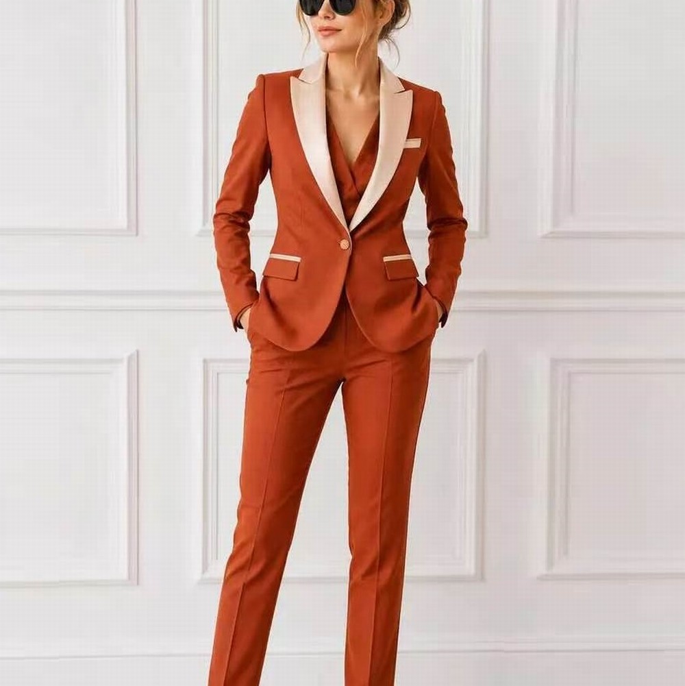 Blazer Set Women Formal - Costume de cérémonie 3 pièces beige
