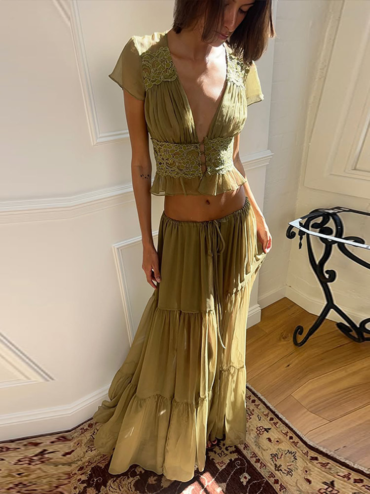 Women Formal Wear Tops - Ensemble élégant pour femmes en dentelle