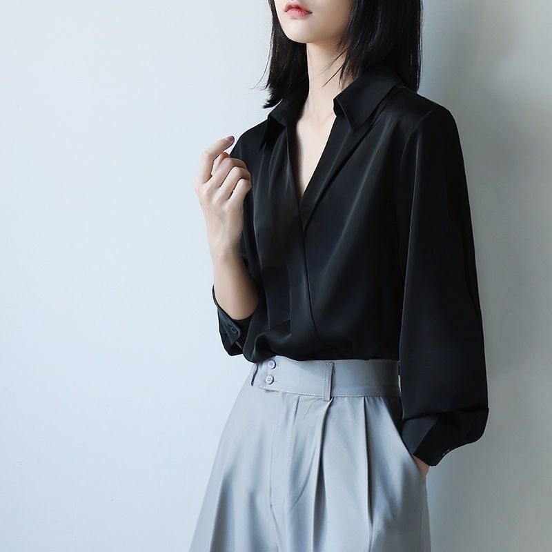 Gidyq-Chemises noires en mouss - Women'S Formal Wear Blouse avis et prix