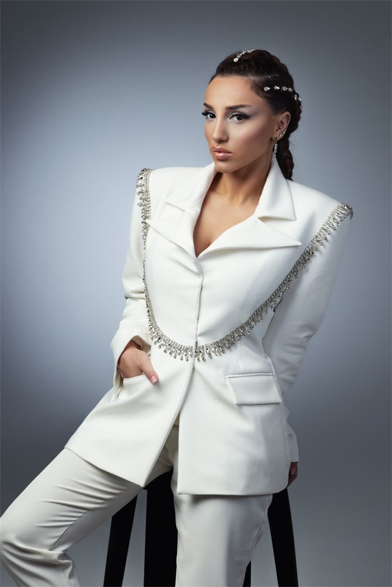 Ensemble de costumes blancs él - Women Formal Wear Coat avis et prix