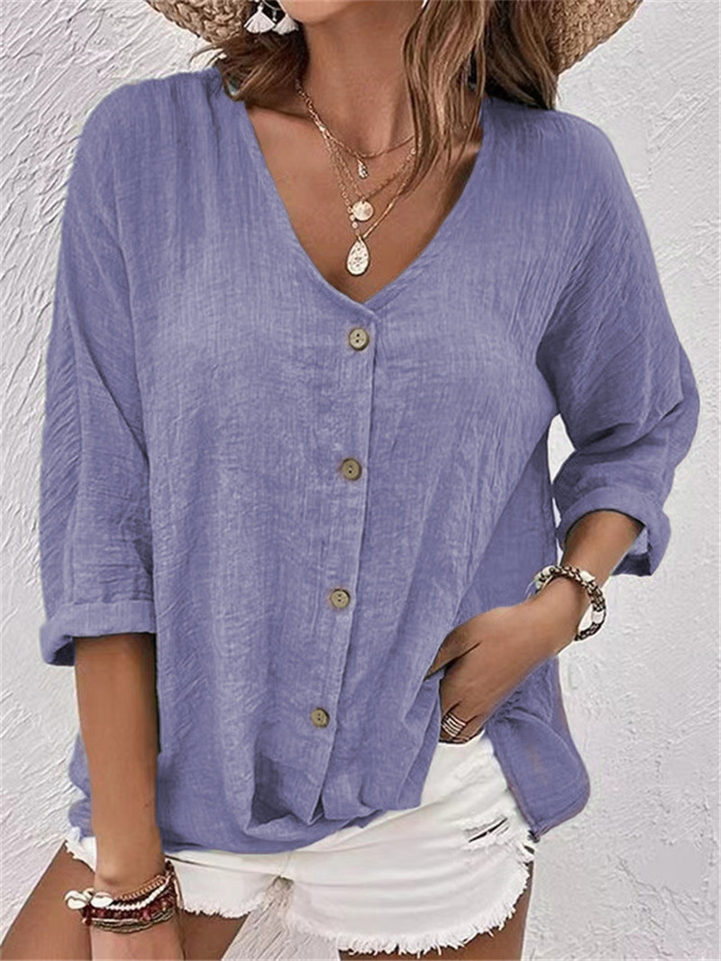 Chemisier uni à boutons élégan - Women'S Formal Wear Blouse avis et prix