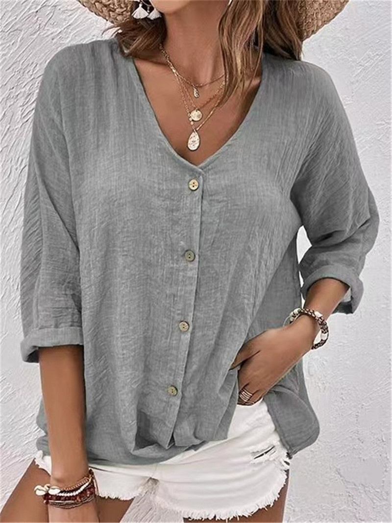 Chemisier uni à boutons élégan - Women'S Formal Wear Blouse avis et prix