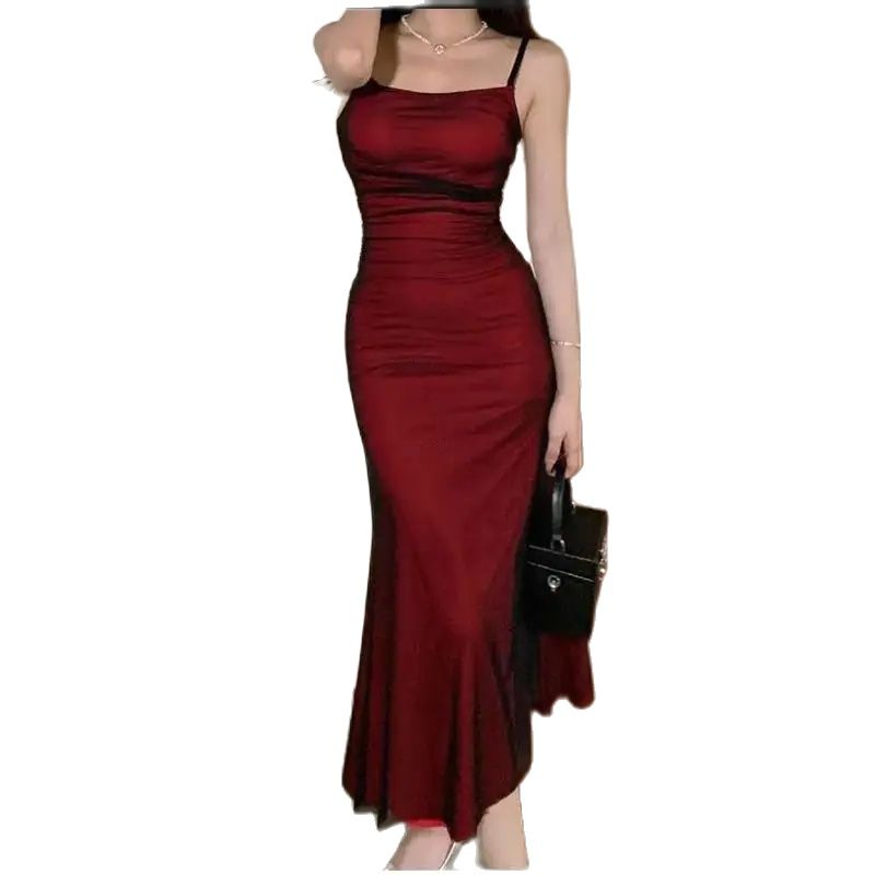Robe longue froncée à bretelle - Formal Wear For Women Xl avis et prix